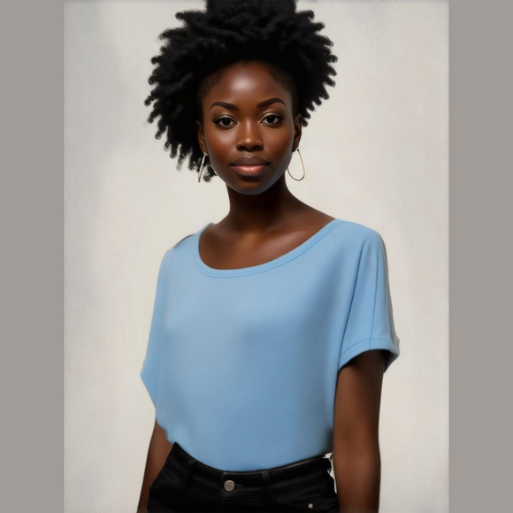 Buffalo David Bitton Blue Scoop Hem Blouse M - Picture 1 of 9